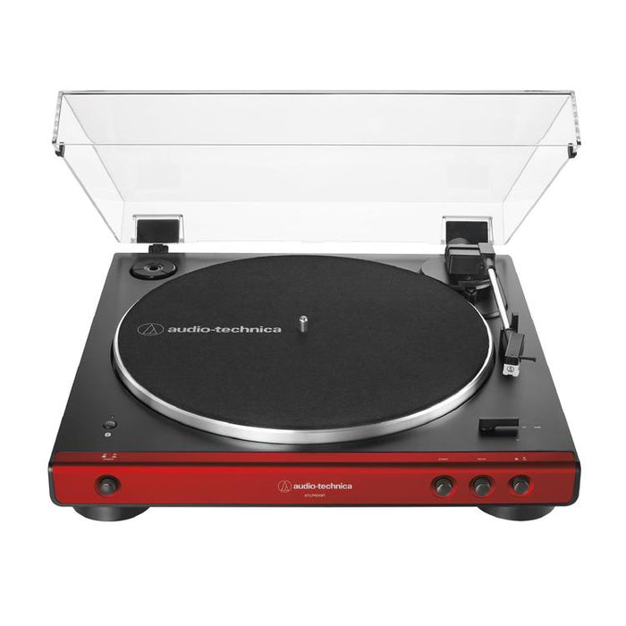 Audio-Technica AT-LP60XBT-RD | Table tournante Stéréo - Sans fil - Bluetooth - Entraînement par courroie - Entièrement automatique - Rouge-Sonxplus St-Georges