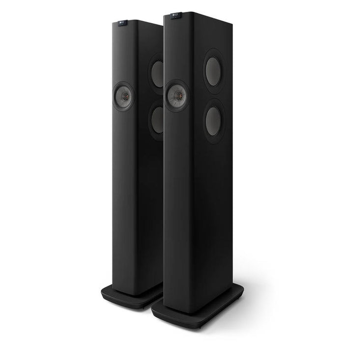 KEF LS60 WIRELESS | Haut-parleurs sur pieds HiFi sans fil - Tout-en-1 - Noir Carbonne - Paire-Sonxplus St-Georges