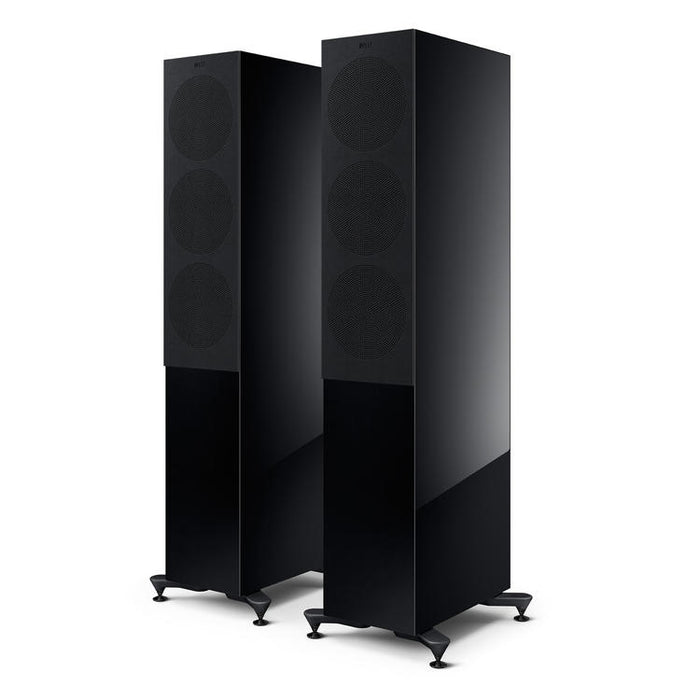 KEF R7 Meta | Haut-parleurs sur pieds - Bass Reflex 3 voies - Hi-Fi - Noir Laqué - Paire-Sonxplus St-Georges