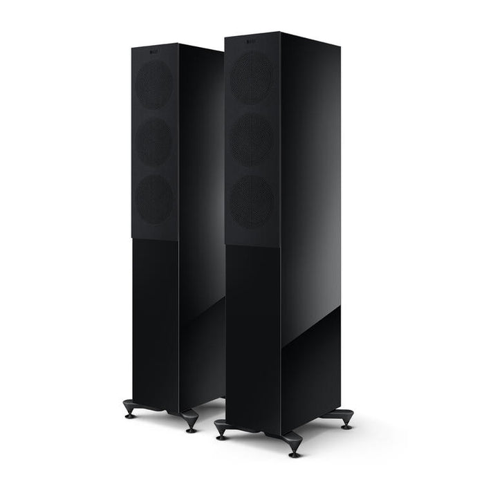 KEF R5 Meta | Haut-parleurs sur pieds - Bass Reflex 3 voies - Hi-Fi - Noir Laqué - Paire-Sonxplus St-Georges