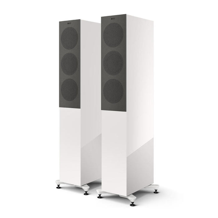 KEF R5 Meta | Haut-parleurs sur pieds - Bass Reflex 3 voies - Hi-Fi - Blanc Laqué - Paire-Sonxplus St-Georges