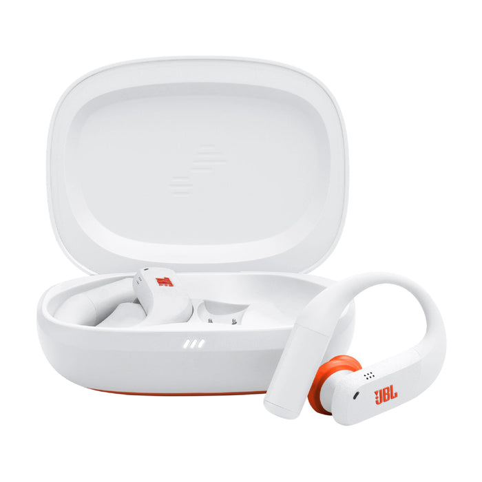 JBL Endurance Peak 4 | Écouteurs intra-auriculaire - TwistLock - Blanc/Orange-Sonxplus St-Georges