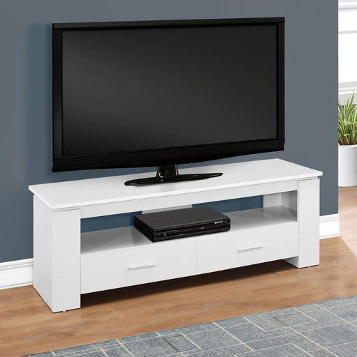 Monarch Specialties I 2601 | Meuble TV - 48" - 2 Tiroirs de rangement - Blanc-Sonxplus St-Georges