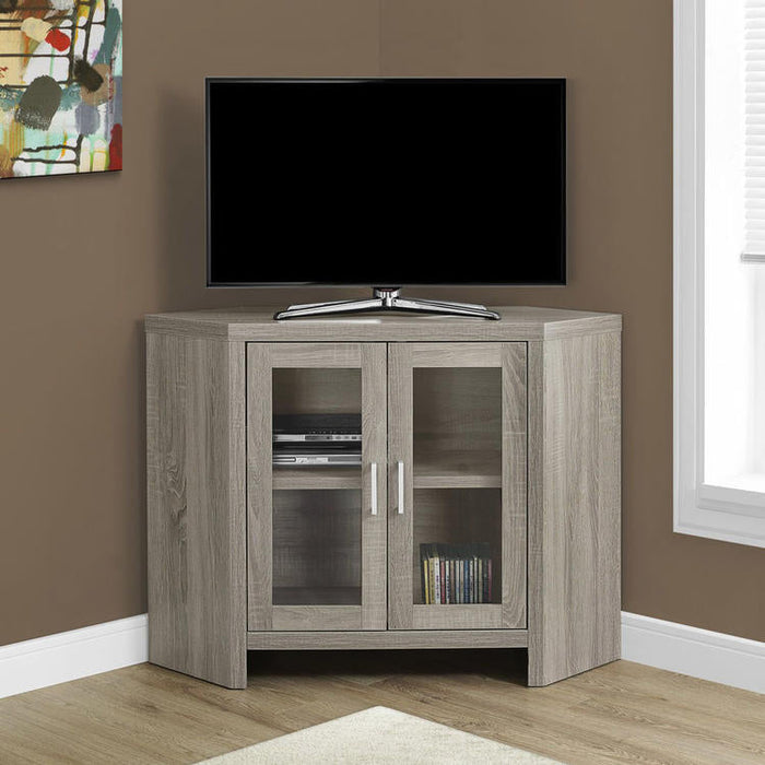 Monarch Specialties I 2701 | Meuble TV - 42" - En coin - Portes vitrés - Taupe Foncé-Sonxplus St-Georges