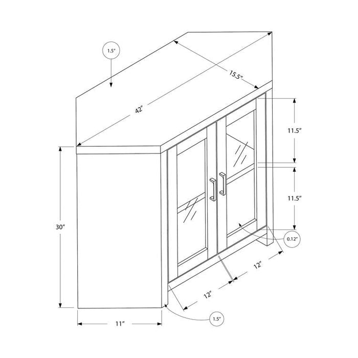 Monarch Specialties I 2701 | Meuble TV - 42" - En coin - Portes vitrés - Taupe Foncé-Sonxplus St-Georges