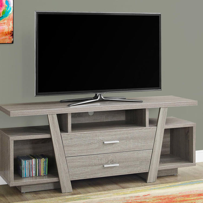 Monarch Specialties I 2721 | Meuble TV - 60" - 2 Tiroirs de rangement - Taupe foncé-Sonxplus St-Georges