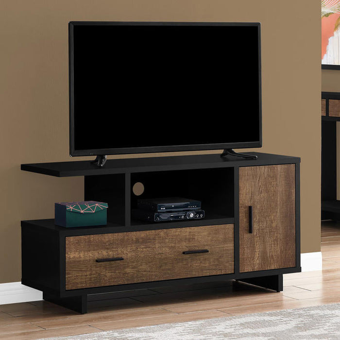 Monarch Specialties I 2803 | Meuble TV - 48" - Avec rangement - Imitation bois - Brun/Noir-Sonxplus St-Georges