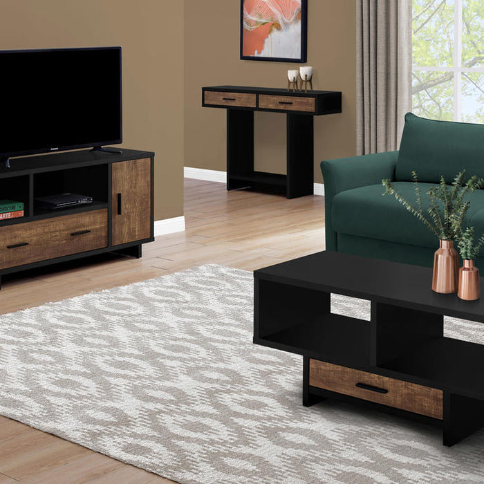 Monarch Specialties I 2803 | Meuble TV - 48" - Avec rangement - Imitation bois - Brun/Noir-Sonxplus St-Georges