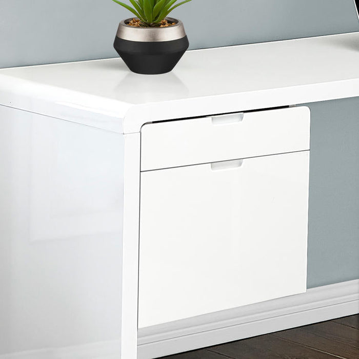 Monarch Specialties I 7582 | Meuble d'ordinateur - 70" - En coin - Conception en L - Configuration réversible - Avec tiroirs - Fini blanc lustré-Sonxplus St-Georges