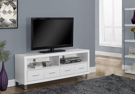 Monarch Specialties I2518 | Meuble TV - 60" - 4 Tiroirs - Blanc-Sonxplus St-Georges