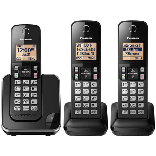 Panasonic KX-TGC383B | Téléphone sans fil - 3 combinés - Noir-Sonxplus St-Georges