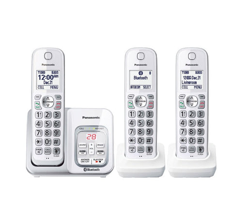 Panasonic KX-TGD593W | Téléphone sans fil - 3 combinés - Liaison cellulaire - Répondeur - Bluetooth - Blanc-Sonxplus St-Georges