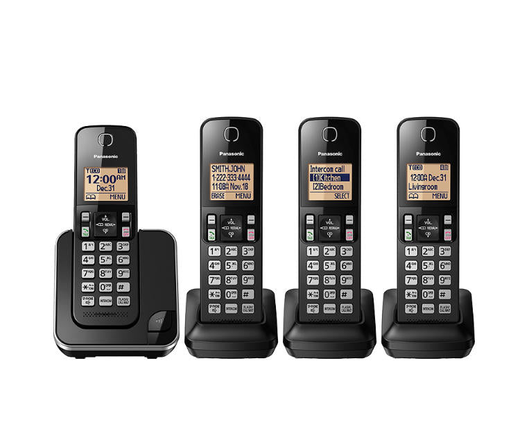 Panasonic KX-TGC384B | Téléphone sans fil - 4 combinés - Noir-Sonxplus St-Georges