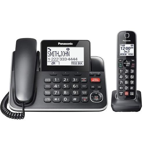 Panasonic KXTGF870B | Combo téléphone sans fil - 1 combiné fixe et 1 combinés sans fil - Répondeur - Noir-Sonxplus St-Georges