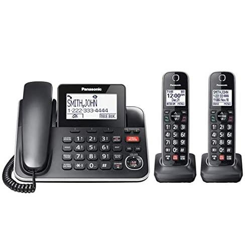 Panasonic KXTGF872B | Combo téléphone sans fil - 1 combiné fixe et 2 combinés sans fil - Répondeur - Noir-Sonxplus St-Georges