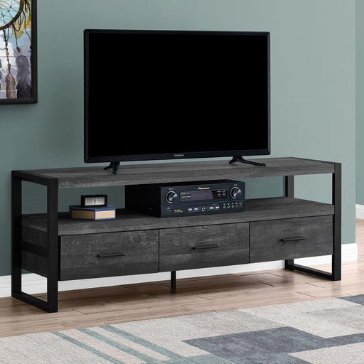 Monarch Specialties I 2823 | Meuble TV - 60" - 3 Tiroirs - Imitation Bois - Noir-Sonxplus St-Georges