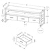 Monarch Specialties I 2823 | Meuble TV - 60" - 3 Tiroirs - Imitation Bois - Noir-Sonxplus St-Georges